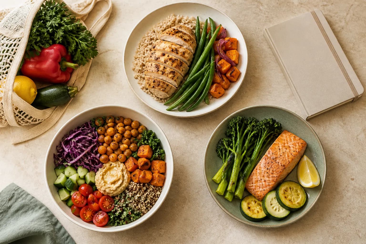 A variety of colourful everyday meals